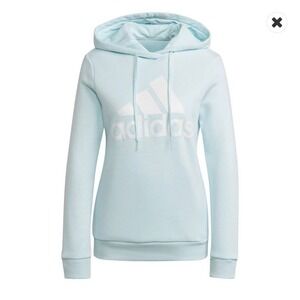 Adidas Womens Pullover Hoodie‎ Sweatshirt Blue White Long Sleeve Pockets M New